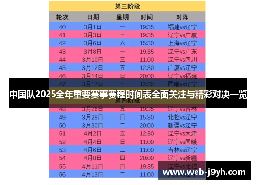 中国队2025全年重要赛事赛程时间表全面关注与精彩对决一览